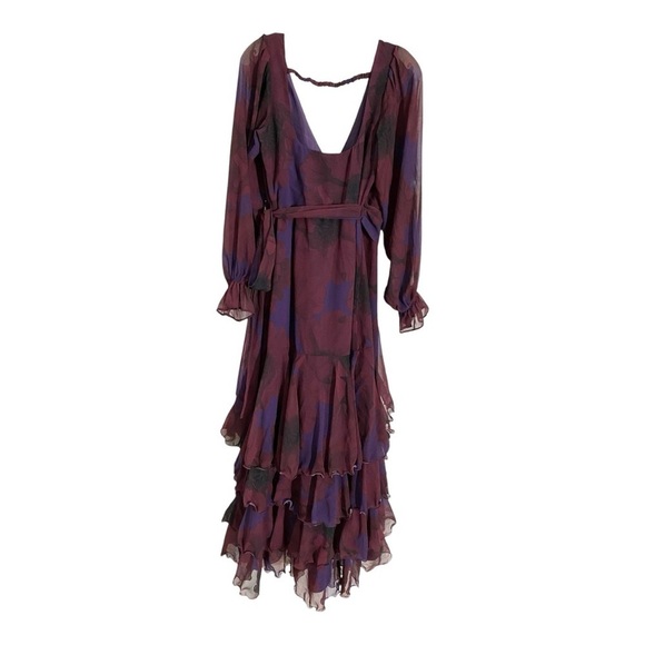 Hutch Kya Wrap Dress Long Sleeve in Purple Floral Chiffon Size Small - Picture 7 of 13